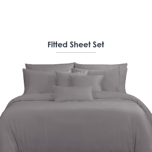 Picture of AKEMI TENCEL™ Lyocell Earnest Fitted Sheet Set 1200TC - Diedra Lacey Lilac (Super Single/ Queen/ King)