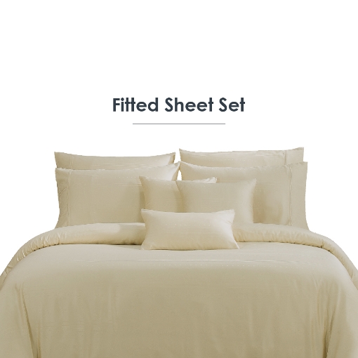 Picture of AKEMI TENCEL™ Lyocell Earnest Fitted Sheet Set 1200TC - Loreta Corn Beige (Super Single/ Queen/ King)