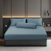 Picture of AKEMI TENCEL™ Lyocell Earnest Fitted Sheet Set 1200TC - Perrie Azure Blue (Super Single/ Queen/ King)