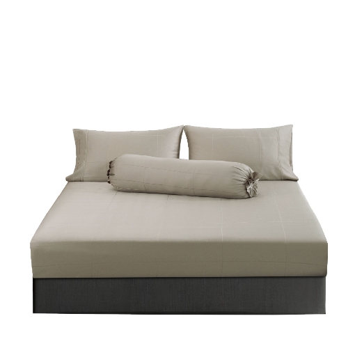 Picture of AKEMI TENCEL™ Lyocell Earnest Fitted Sheet Set 1200TC - Perrie Dynamite Taupe (Super Single/ Queen/ King)