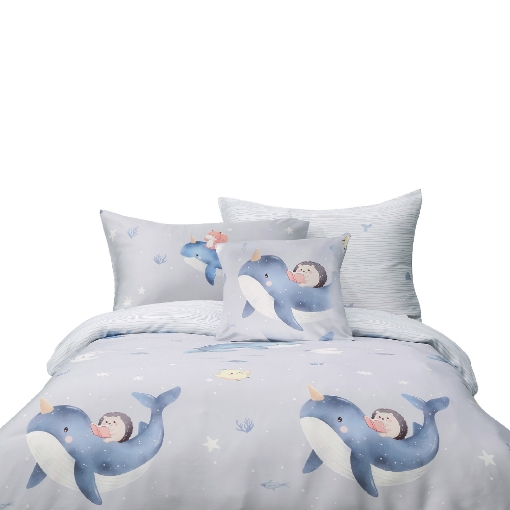 Picture of AKEMI TENCEL™ Lyocell Tickle Fun Quilt Cover Set 900TC - Narwhal Dream (Super Single/Queen/King)