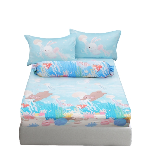 Picture of AKEMI TENCEL™ Lyocell Tickle Fun Fitted Sheet Set 900TC - Swim Together (Super Single/Queen/King)