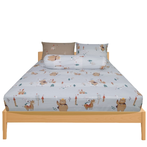 Picture of AKEMI Cotton Essentials Jovial Kids Fitted Sheet Set 600TC - Castle Knights (Super Single/ Queen/ King)