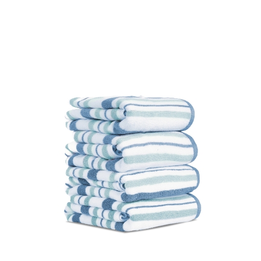 Picture of AKEMI Home Wellness Stripes Cotton Bath Towel - Nova Vintage Blue (68cm x 138cm)