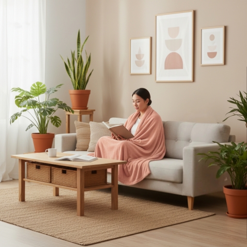 Picture of AKEMI Colourlush Flannel Blanket - Cheerful Orange (150cm x 200cm)