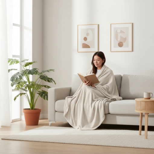 Picture of AKEMI Colourlush Flannel Blanket - Paddy Beige (150cm x 200cm)