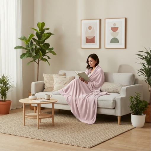 Picture of AKEMI Colourlush Flannel Blanket - Toy Pink (150cm x 200cm)