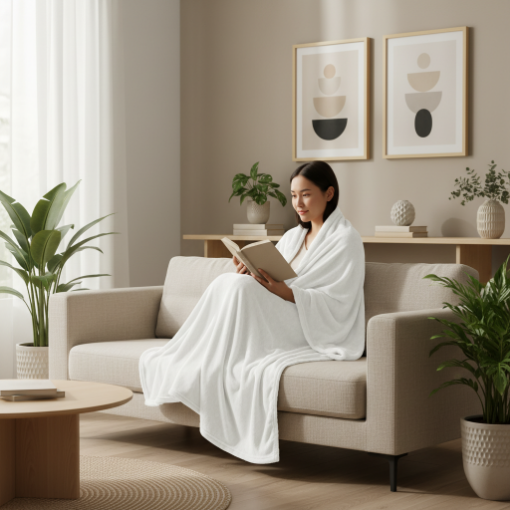 Picture of AKEMI Colourlush Flannel Blanket - Brilliant White (150cm x 200cm)