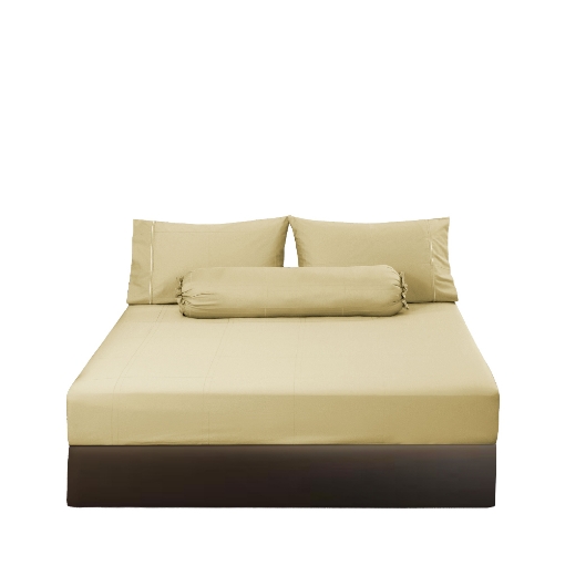 Picture of AKEMI Cotton Sateen Affinity Fitted Sheet Set | 100% Cotton - Shine 1200TC - Enya Vintage Gold (Super Single/Queen/King)