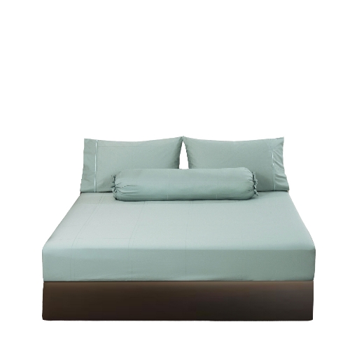 Picture of AKEMI Cotton Sateen Affinity Fitted Sheet Set | 100% Cotton - Shine 1200TC - Voyage Blue (Super Single/Queen/King)