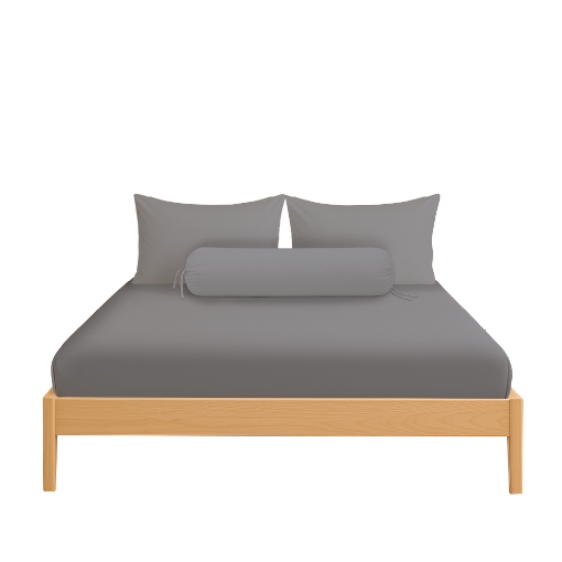 Picture of AKEMI Cotton Essentials Colour Home Divine Fitted Sheet Set 600TC - Clam Grey (Super Single/Queen)