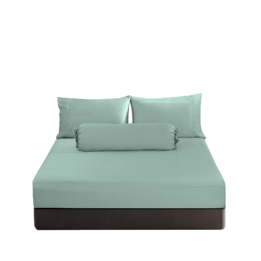 Picture of AKEMI TENCEL™ Lyocell Earnest Fitted Sheet Set 1200TC - Archie Mist Aqua (Super Single/ Queen/ King)