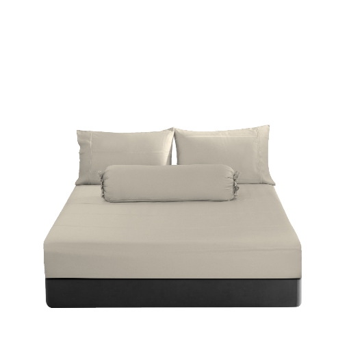 Picture of AKEMI TENCEL™ Lyocell Earnest Fitted Sheet Set 1200TC - Archie Warm Beige (Super Single/ Queen/ King)