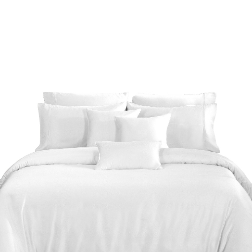 Picture of AKEMI TENCEL™ Lyocell Earnest Quilt Cover Set 1200TC - Dutton Pure White (Super Single/ Queen/ King)