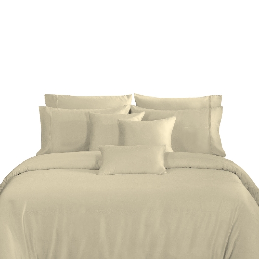 Picture of AKEMI TENCEL™ Lyocell Earnest Quilt Cover Set 1200TC - Dutton Butter Cream (Super Single/ Queen/ King)