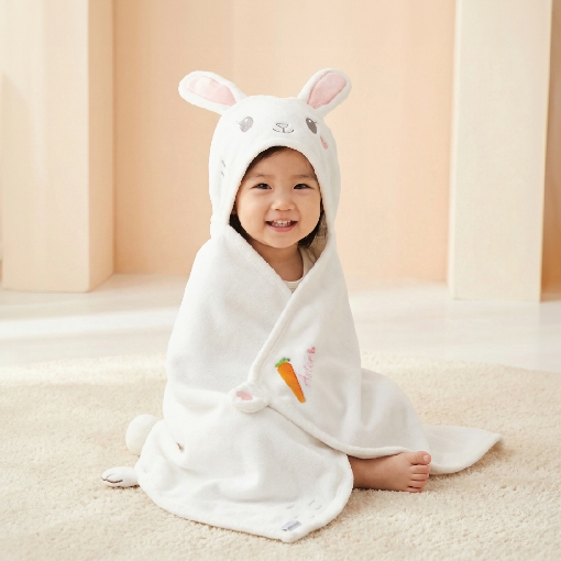 Picture of AKEMI Kids Cotton Hooded Towel - Aster (60cm x 120cm)