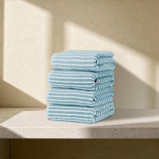 Picture of AKEMI Home Wellness Stripes Cotton Bath Towel - Sally Stone Grey (68cm x 138cm)