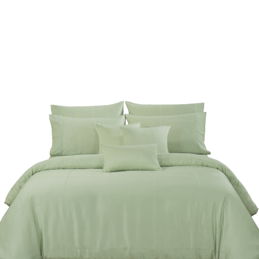 Picture of AKEMI TENCEL™ Lyocell Earnest Quilt Cover Set 1200TC - Gisela Geladon Green (Super Single/ Queen/ King)