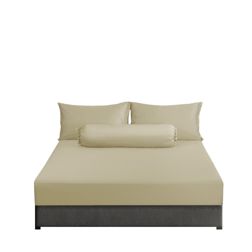 Picture of AKEMI TENCEL™ Touch Colour Elegance Fitted Sheet Set 1250TC - Dune Sand (Super Single/ Queen/ King)