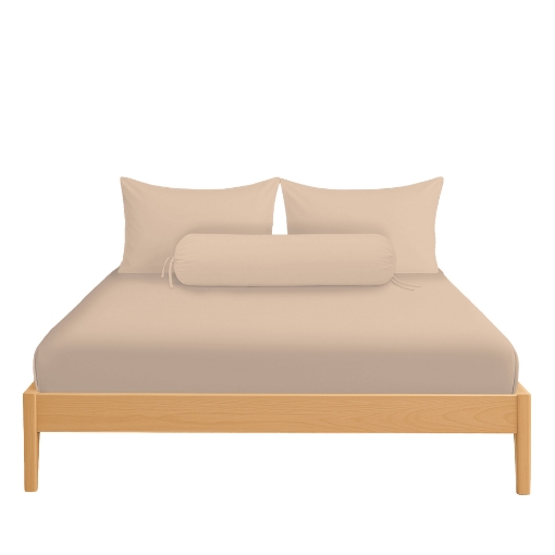 Picture of AKEMI Cotton Essentials Colour Home Divine Fitted Sheet Set 600TC - Bare Peach (Super Single/Queen)