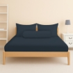 Picture of AKEMI Cotton Essentials Colour Home Divine Fitted Sheet Set 600TC - Deep Blue (Super Single/Queen)