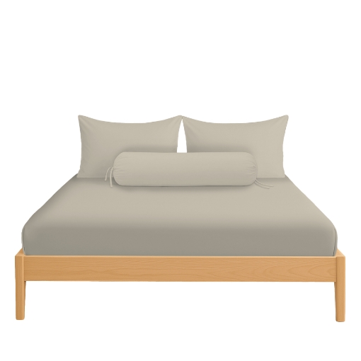 Picture of AKEMI Cotton Essentials Colour Home Divine Fitted Sheet Set 600TC - Ease Taupe (Super Single/Queen)