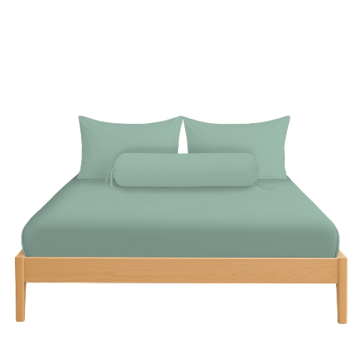 Picture of AKEMI Cotton Essentials Colour Home Divine Fitted Sheet Set 600TC - Misty Teal (Super Single/Queen)