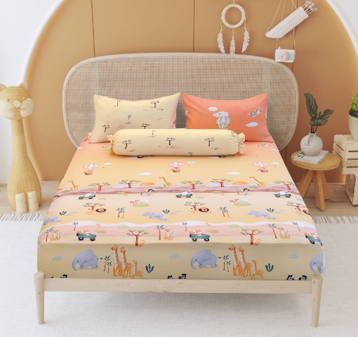 Picture of AKEMI TENCEL™ Lyocell Tickle Fun Fitted Sheet Set 900TC - Sunset Safari (Super Single/Queen/King)