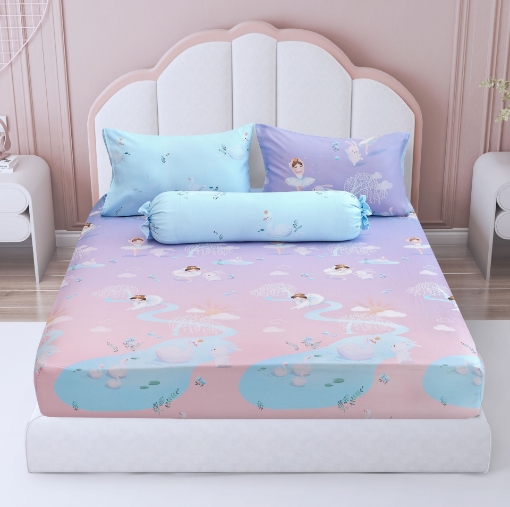 Picture of AKEMI TENCEL™ Lyocell Tickle Fun Fitted Sheet Set 900TC - Swan Lake (Super Single/Queen/King)