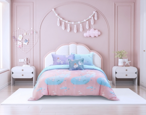 Picture of AKEMI TENCEL™ Lyocell Tickle Fun Quilt Cover Set 900TC - Swan Lake (Super Single/Queen/King)