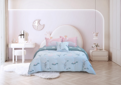 Picture of AKEMI TENCEL™ Lyocell Tickle Fun Quilt Cover Set 900TC - Swan Dance (Super Single/Queen/King)