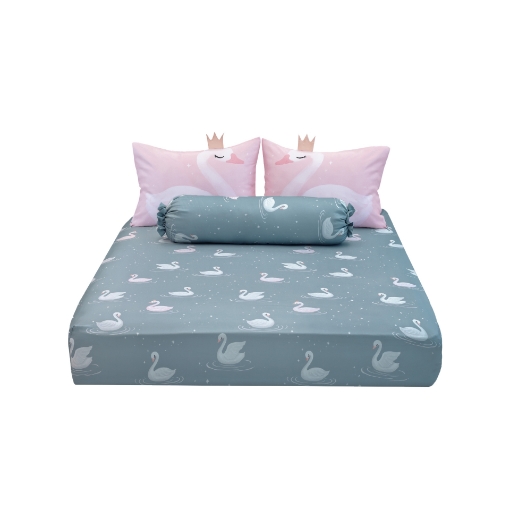 Picture of AKEMI TENCEL™ Lyocell Tickle Fun Fitted Sheet Set 900TC - Swan Dance (Super Single/Queen/King)