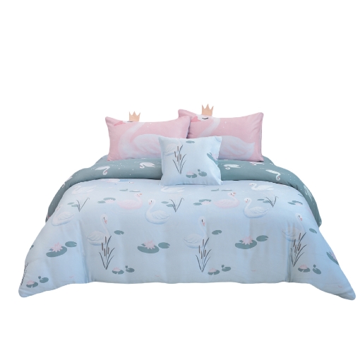 Picture of AKEMI TENCEL™ Lyocell Tickle Fun Quilt Cover Set 900TC - Swan Dance (Super Single/Queen/King)