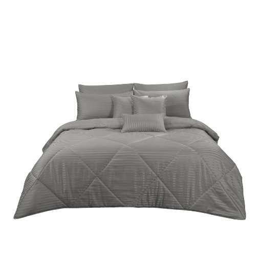 Picture of ai by AKEMI Colourdream Collection Comforter Set | MicroXT™ Sateen Dobby 900TC - Dixie Block Grey (Super Single/Queen/King)