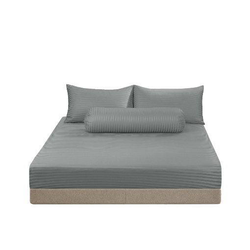 Picture of ai by AKEMI Colourdream Collection Fitted Sheet Set | MicroXT™ Sateen Dobby 900TC - Dixie Puritan Gray (Super Single/Queen/King)