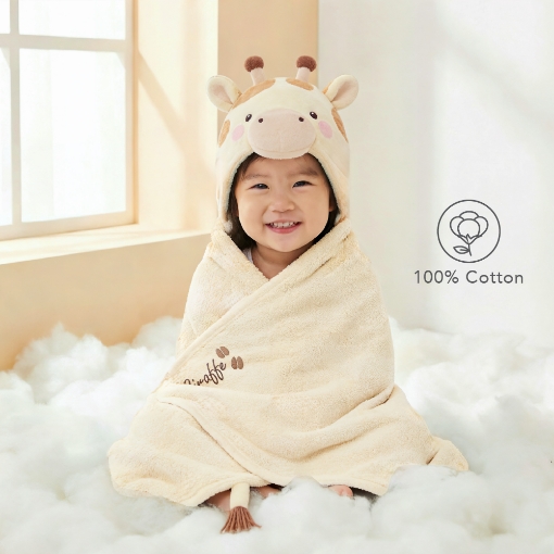 Picture of AKEMI Kids Cotton Hooded Towel - Graceful Giraffe (60cm x 120cm)