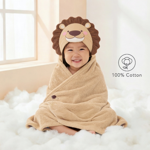 Picture of AKEMI Kids Cotton Hooded Towel - Radiant Lion (60cm x 120cm)