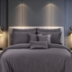 Picture of AKEMI TENCEL™ Lyocell Earnest Quilt Cover Set 1200TC - Akito Grey (Super Single/ Queen/ King)