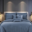 Picture of AKEMI TENCEL™ Lyocell Earnest Quilt Cover Set 1200TC - Akito Arch Navy (Super Single/ Queen/ King)