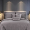 Picture of AKEMI TENCEL™ Lyocell Earnest Quilt Cover Set 1200TC - Akito Concrete Plum (Super Single/ Queen/ King)