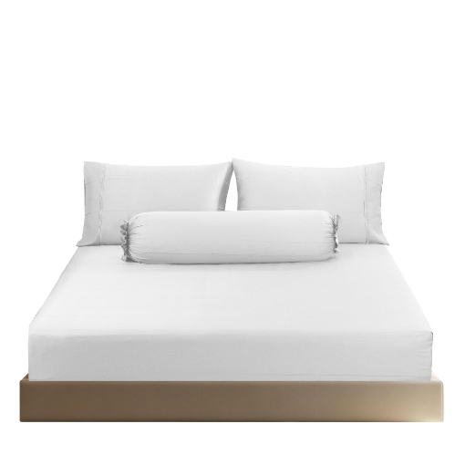 Picture of AKEMI TENCEL™ Lyocell Earnest Fitted Sheet Set 1200TC - Divya Pure White (Super Single/ Queen/ King)
