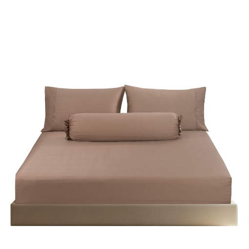 Picture of AKEMI TENCEL™ Lyocell Earnest Fitted Sheet Set 1200TC - Divya Citrus Brown (Super Single/ Queen/ King)