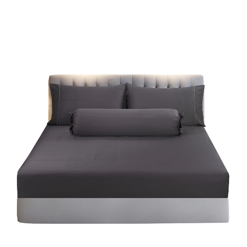 Picture of AKEMI TENCEL™ Lyocell Earnest Fitted Sheet Set 1200TC - Akito Grey (Super Single/ Queen/ King)