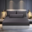 Picture of AKEMI TENCEL™ Lyocell Earnest Fitted Sheet Set 1200TC - Akito Grey (Super Single/ Queen/ King)