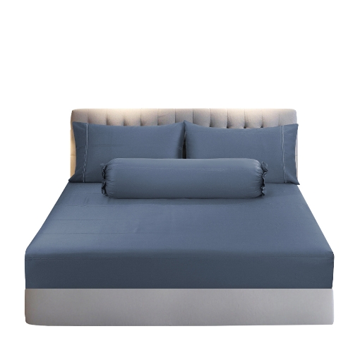 Picture of AKEMI TENCEL™ Lyocell Earnest Fitted Sheet Set 1200TC - Akito Arch Navy (Super Single/ Queen/ King)