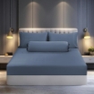 Picture of AKEMI TENCEL™ Lyocell Earnest Fitted Sheet Set 1200TC - Akito Arch Navy (Super Single/ Queen/ King)