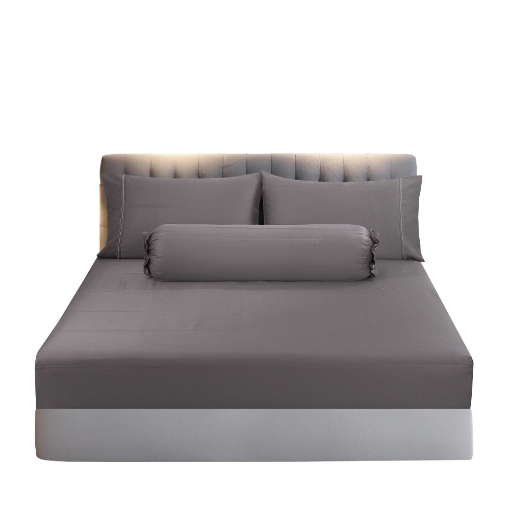 Picture of AKEMI TENCEL™ Lyocell Earnest Fitted Sheet Set 1200TC - Akito Concrete Plum (Super Single/ Queen/ King)