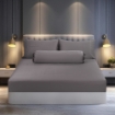 Picture of AKEMI TENCEL™ Lyocell Earnest Fitted Sheet Set 1200TC - Akito Concrete Plum (Super Single/ Queen/ King)