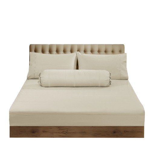Picture of AKEMI Cotton Sateen Affinity Fitted Sheet Set | 100% Cotton - Shine 1200TC - Soya Cream (Super Single/Queen/King)