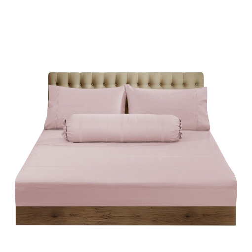 Picture of AKEMI Cotton Sateen Affinity Fitted Sheet Set | 100% Cotton - Shine 1200TC - Roselle Pink (Super Single/Queen/King)